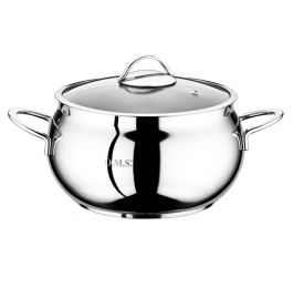 Lonec 3,7l s stekl. pokrovom 2-R inox, trebušasta, 20x12cm, indukcija
