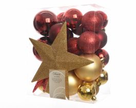 Bučke novoletne zlato/rdeče, sijaj/mat plastične mix, set 33/1, Kaem.