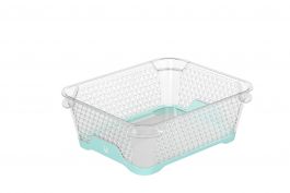 Košara mrežasta za shranjevanje Jonas  z anti-slip funkcijo 20x16x7cm A6  pvc transparent modra  (