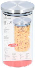 Doza steklena s pokrovom inox, Alpina 950 ml 10x18cm 
