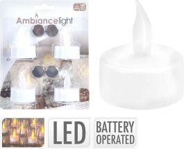 Svečka čajna LED, bela, set 4/1
