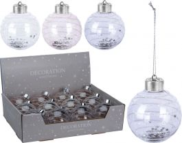 Bučka novoletna steklena fi 80 mm, prozorne, Koo.