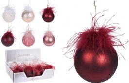 Bučka novoletna steklena s perjem fi 80 mm, Koo.