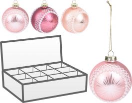 Bučka novoletna steklena roza fi  80mm, Koo.