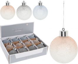 Bučka novoletna steklena rožnata fi 80mm, Koo.