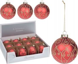 Bučka novoletna steklena rdeča fi 80mm, Koo.