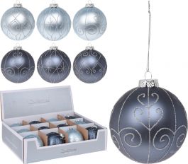 Bučka novoletna steklena modra fi 100mm, Koo.