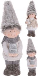 Figura dekor. zimski fantek/punčka 18 cm, Koo.