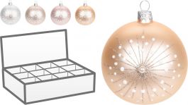 Bučka novoletna steklena snežinka fi  80 mm, Koo.