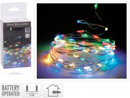 Lučke 40 led večbarvne srebrna žica baterijske notranje, Koo.