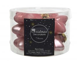 Okrasi novoletni zvezde roza, set 12 kom, DSGlas