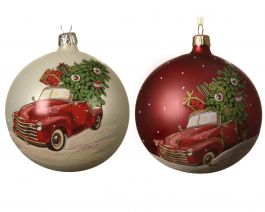 Bučka novoletna steklena avto fi 100mm, DSGlas