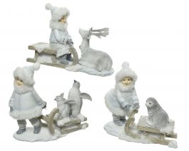 Figura otroci na saneh 18x13cm,  DSGlas