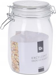 Doza steklena s pokrovom na clip 1000ml 20x11cm 
