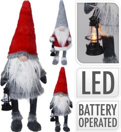 Figura božična, palček z led lanterno rdeč, 51 cm, Koo.