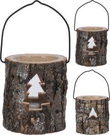 Svečnik les/steklo 12 cm, Koo.