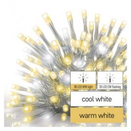 Lučke povezovalne LEDENE SVEČE, 2,5x0,9 100LED TOPLO BELA/BELA utripajoča