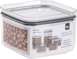Doza za shranjevanje s pokrovom na silikonsko tesnilo 500ml 10x10xH7cm pvc Kop.
