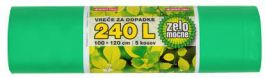 Vrečke za smeti 1000 x 1200 x 0,045 my, 240l, 5/1, zelene/modre, PELD 
