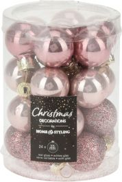 Bučke novoletne roza steklene, set 24 kom/25 mm,  Koo.