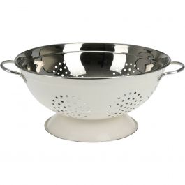 Cedilo z dvema ročajema, inox 28cm, bela zunanj., 

