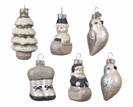 Okras novoletni stekleni različni motivi 6,5cm, Kaem.