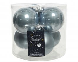 Bučka novoletna steklena svetlo modra fi 8cm, 6/1, Kaem.