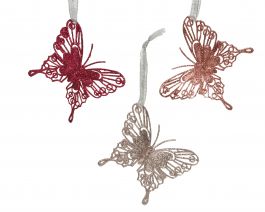 Okrasek metulj rdeč/pink, 8 cm, Kaem.