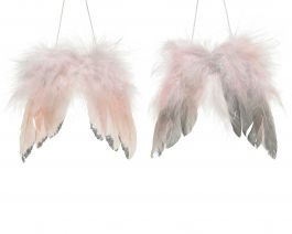 Okras novoletni krila perje pink, 16cm, Kaem.