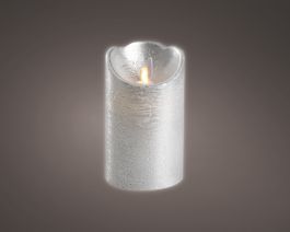 Sveča novoletna led srebrna mat., 7,5x12,5cm, Kaem.