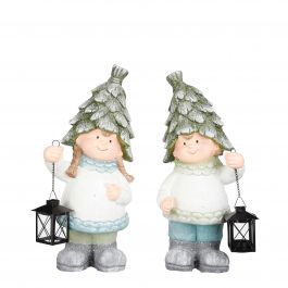 Figura božična fantek/punčka z lanetrno 46cm, Edel.