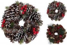 Venček božični za vrata storži fi 25 cm,  Koo.