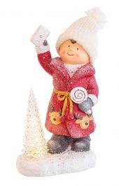 Figura okrasna punčka s smrekico led 45 cm, Bizz.