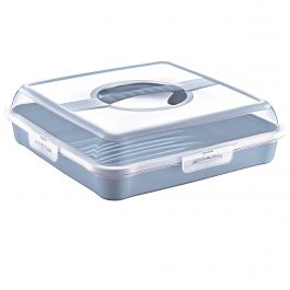 Pladenj s pokrovom za pecivo Enrico 34,5x34,5x10,5cm nordic blue
