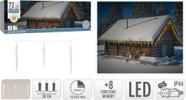 Lučke 72 led toplo bele sveče, 8 funkcij utripanja, 6,9 m, IP44, Koo.