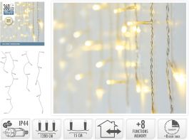 Lučke 360 led ICICLE toplo bela  8 funkcij spomina s časovnikom, zavesa, 12 m, IP44, Koo.