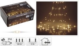 Lučke zavesa 300 led nano toplo bela srebrna žica 3 m, IP44, Koo.