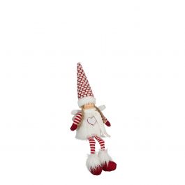 Figura božična punčka angel rdeč 50 cm, Edel.