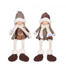 Figura božična fantek/punčka rjava 46 cm, Edel.