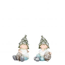 Figura božična fantek/punčka s storžom 16 cm, Edel.