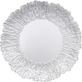 Krožnik dekorativni Anemone srebrn, 33cm, pvc
