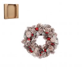 Venček božični bel, fi 34 cm, Edel.