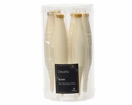 Bučka novoletna steklena žametno bela 15 cm, set 6/1, Kaem.