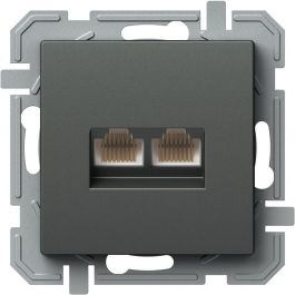VTIČNICA CAT5e KS dvojna 2xRJ45 8/8 antracit LOGIQ brez okvija