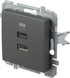 POLNILNIK USB 5V 3,0A antracit LOGIQ brez okvija