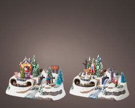 Dekoracija božična pokrajina led 19x31x20 cm, Kaem.