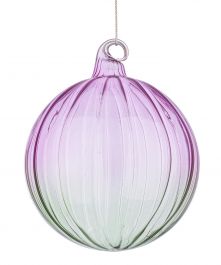 Bučka novoletna steklo viola/zelena, fi 100 mm, Bizz.