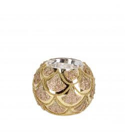 Svečnik za čajno svečko, bel/zlat 8cm
