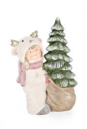 Figura božična punčka Elaine s smrečico 43 cm, Bizz.