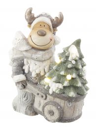 Figura božična jelenček s smrečico led, 43 cm,  Bizz.